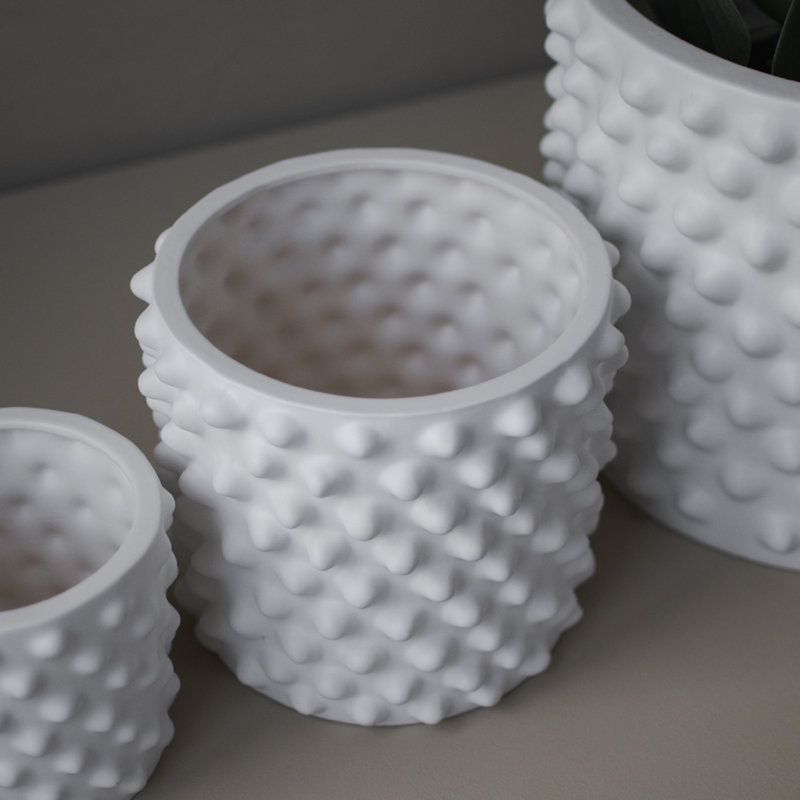 Genesta Ceramic Table Vase, 7.09" H x 8.27" W x 8.27" D, White