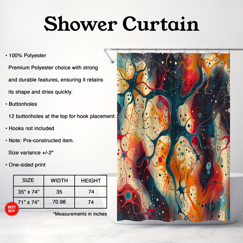 Rideau de douche Brain System - Premium, H 74 po x l 71 po