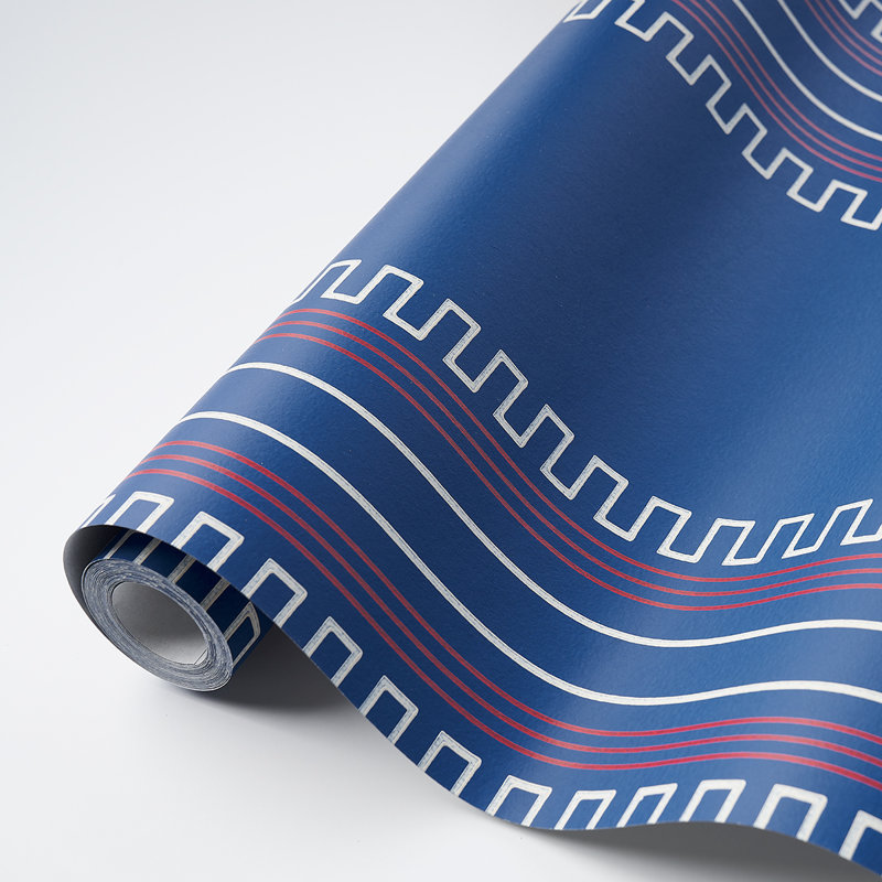 Schumacher x Mary McDonald Greco Stripe Wallpaper, Navy