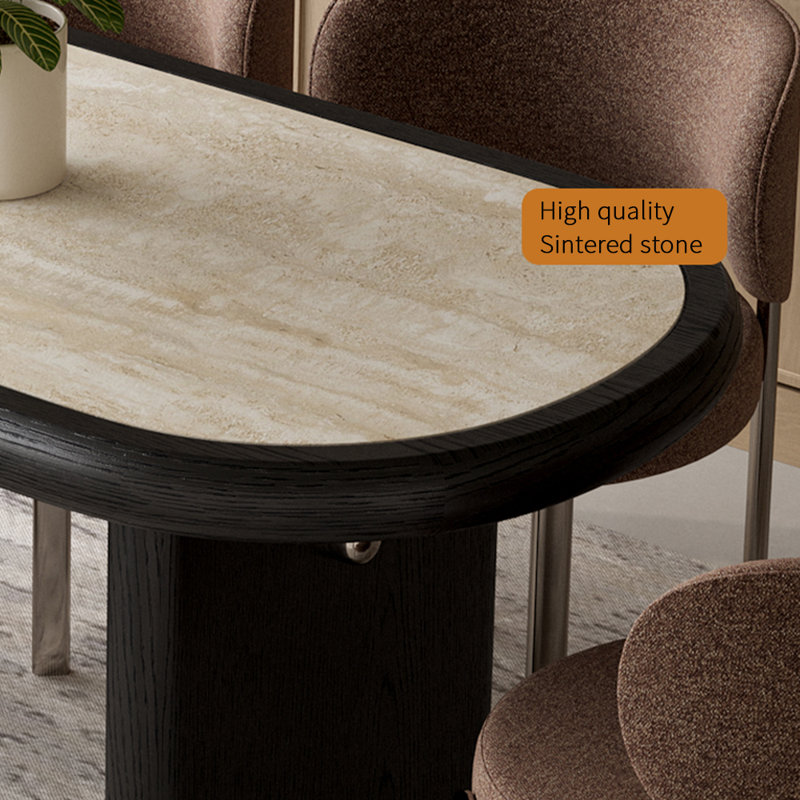 Ensemble de table de salle à manger ovale Crème, H 29,53 po x L 70,87 po x P 31,5 po