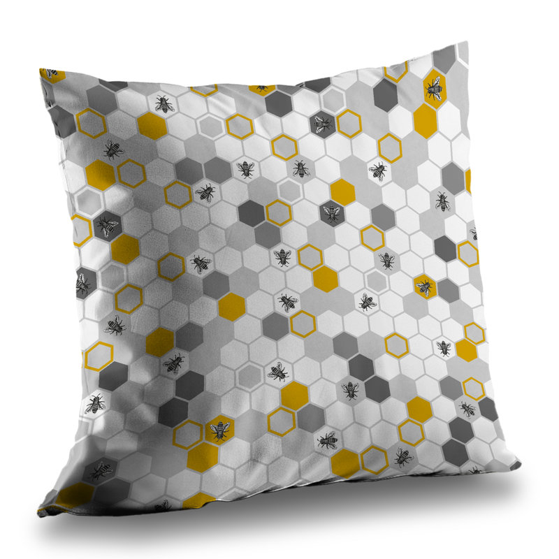 Beehive Pattern | Illustrative Insect – Throw Pillow Cover Only, Double-Sided Print, Insert Not Included