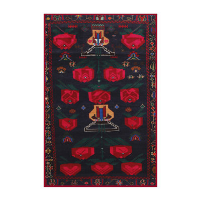 Tapis traditionnel rouge / noir