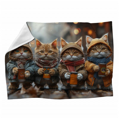 Kittens Coffee Fleece Throw Blanket - Artwork Throws for Sofas or Beds -  East Urban Home, 5DEA5681F114409BA09AA51AA9818095