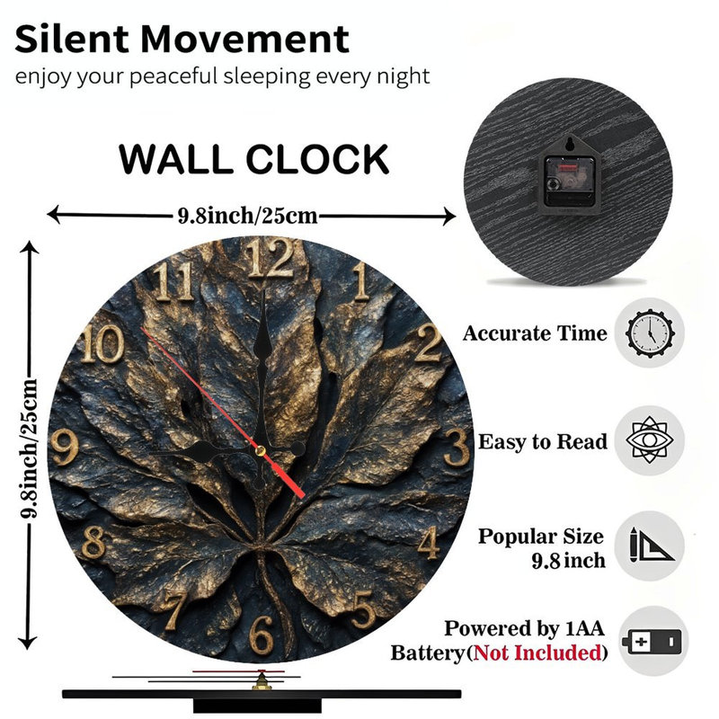 Clock Face With Golden Leaves