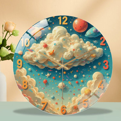 Caricature d'une horloge murale en forme de nuage pour la maison - Horloge murale moderne en verre 12 po