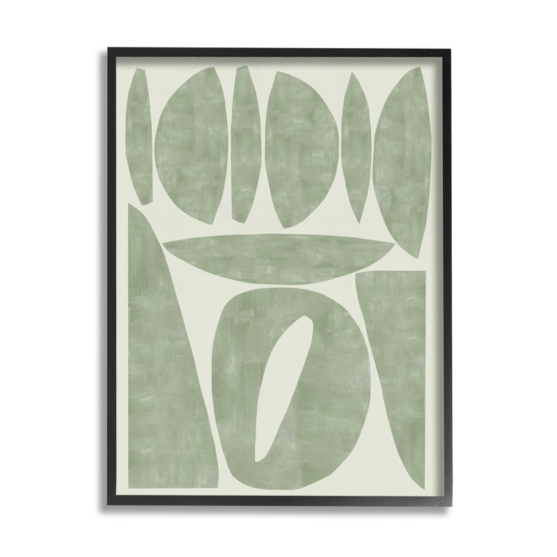 Formes vertes modernes encadrées sur bois, Giclée encadrée noir minuit, H 30 po x l 24 po x P 1,5 po