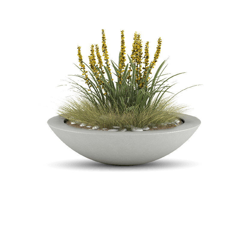 Oceanside Shallow Concrete Planter, Dover Blue, 8" H x 36" W x 36" D