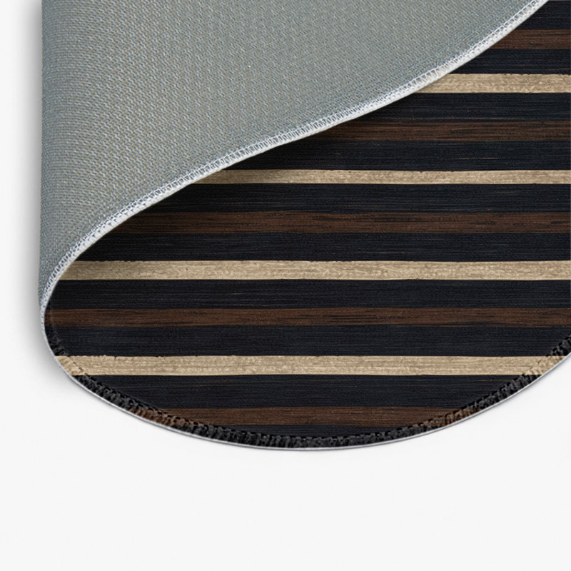 Tapis intérieur / extérieur gris HorizontalStripes, Rond 5 pi