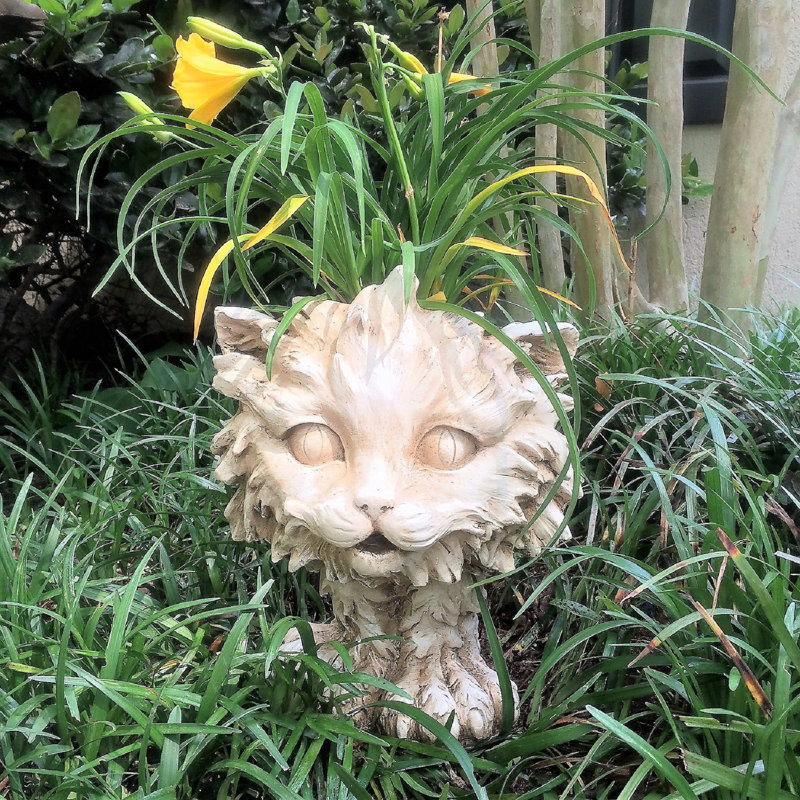 Statue pour chat animal scruffy Muggly's, Blanc antique