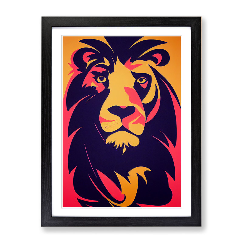 Lion Abstract Vol.3 - Picture Frame Print, 46cm H x 34cm W x 2cm D, Walnut