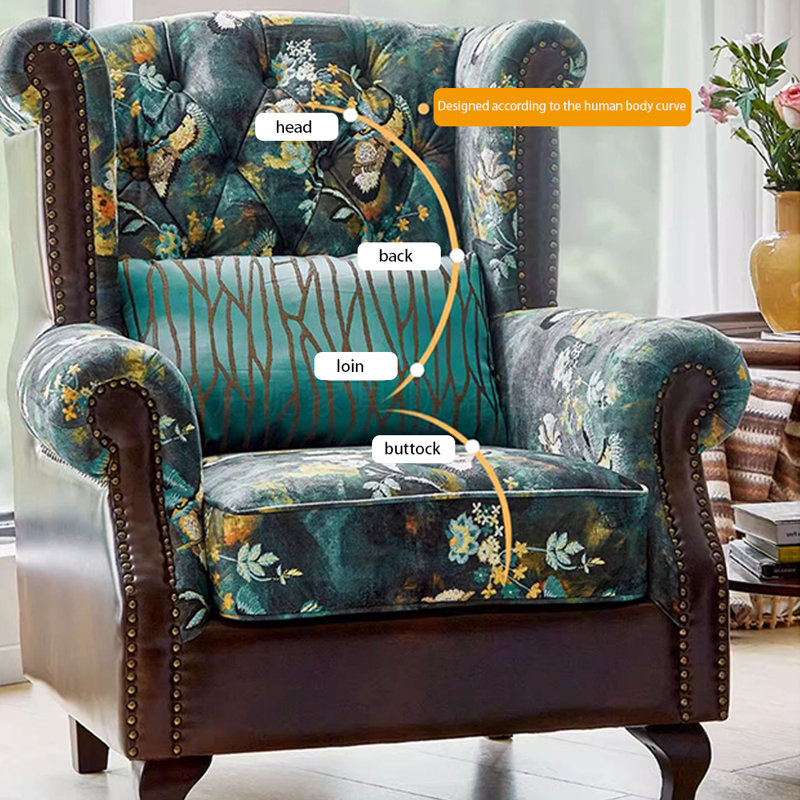 Ergonomic recliner with sponge solid wood frame