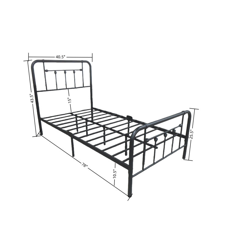Nelya Metal Platform Bed, Twin, Black