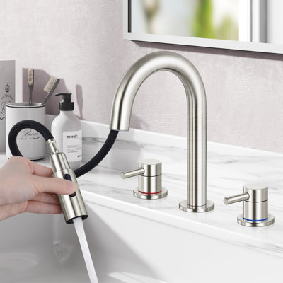 2-handle Bathroom Faucet with Drain Assembly