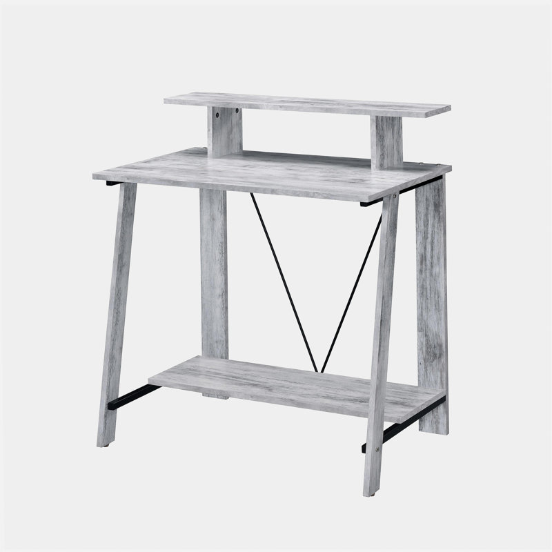 Bureau d'écriture antique blanc et noir avec tablette supérieure, Blanc antique