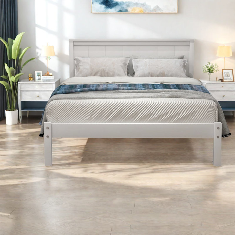Lit plateforme simple durable, bois de pin et bois aggloméré, style rustique moderne pour la maison