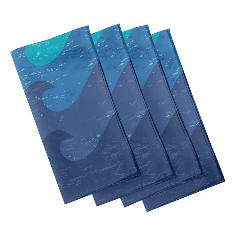 Allbritton Polyester Nautical Square Napkin, 18" W x 18" L, Blue