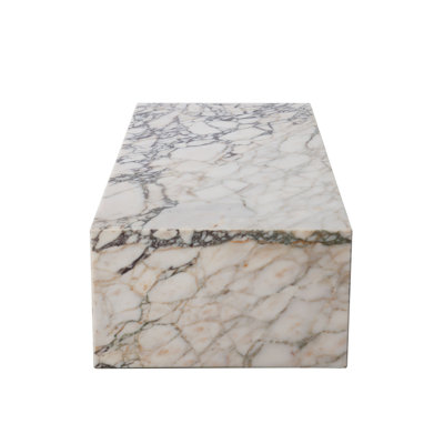 Rey Cocktail Coffee Table, 48 Inch Rectangular Natural  Marble Body