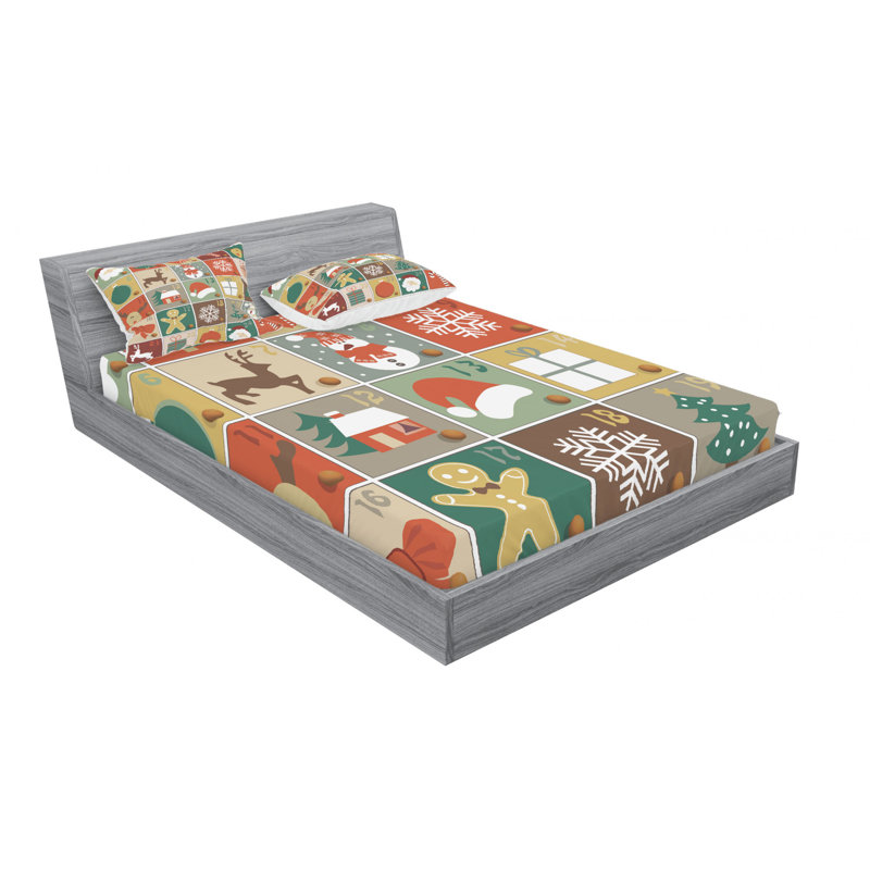 Microfiber Patchwork Sheet Set, Full Sheet Set with Fitted Sheet
