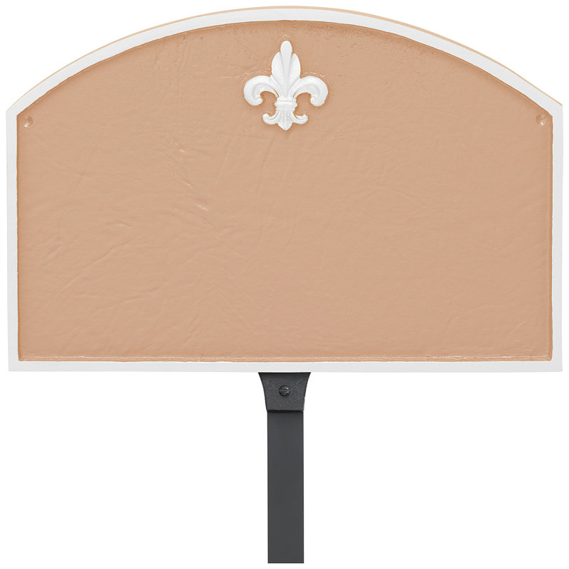 Enseigne d’adresse pour pelouse sur 1 ligne Fleur de Lis, Oui, Taupe/blanc