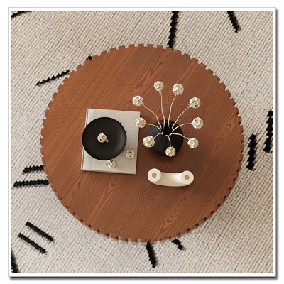 Table basse ronde en bois massif en forme d'olivier