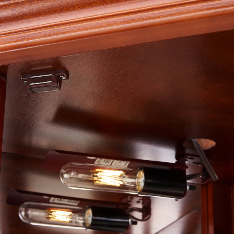 Armoire de coin à 5 tablettes en noyer avec éclairage et fonction d'affichage 5 tablettes, Noyer