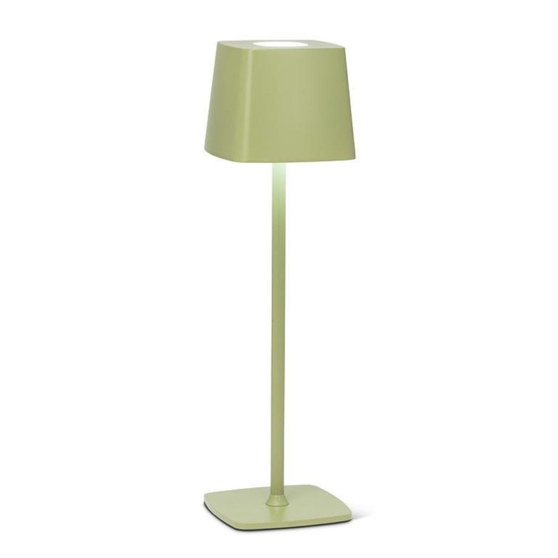  Lampe de table carrée à abat-jour à DEL, lumière sans fil rechargeable, accent lumineux pour bureau, table de chevet ou salon, 15 po, vert printemps