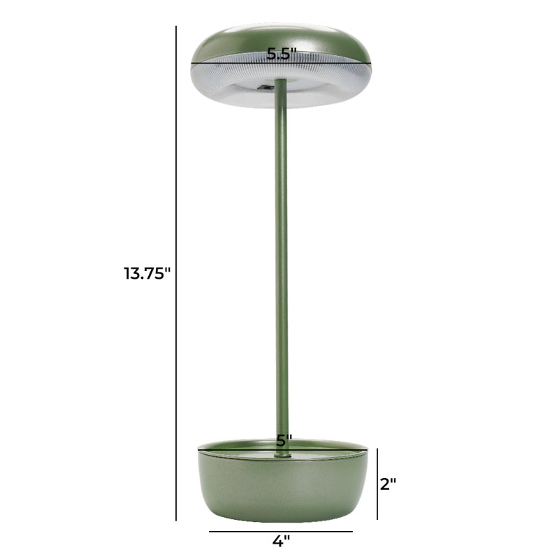 Aluna 13.75'' Solar&Battery Powered Outdoor Metal Table Lamp, Green