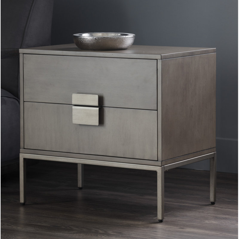 Table de chevet 2 tiroirs Sadhia, Gris