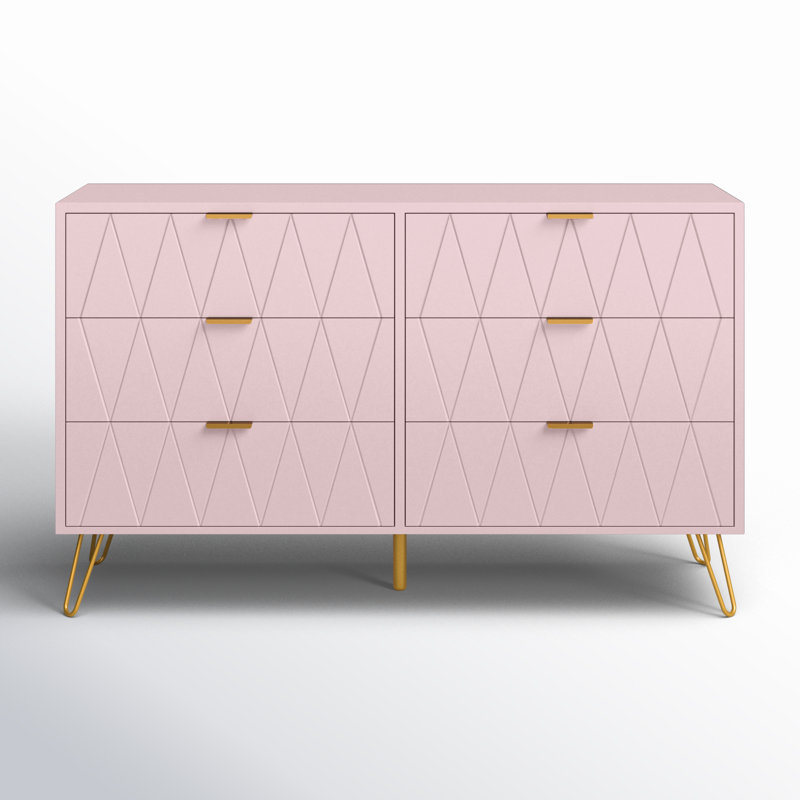 Marable 47.24'' W 6 - Drawer Dresser, Pink