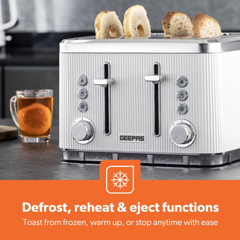 GEEPAS Arcus 1.7L Electric Kettle & 4 Slice Toaster Kitchen Combo Set | 3000W Rapid Boil Cordless Jug Kettle | Auto Shut-Off 360° | 1860W Bread Toaster 7 Browning Levels Cancel Defrost Reheat