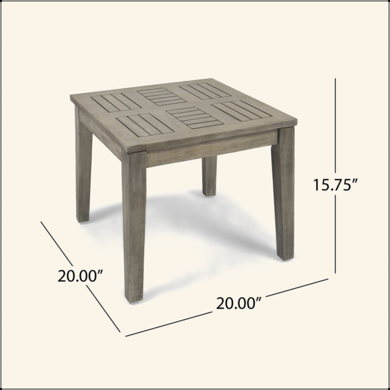 Table d'appoint en bois d'acacia exquis pour des espaces extérieurs élégants, Gris