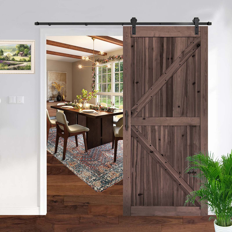 Porte de grange en bois lambrissé brut, 30 po x 84 po