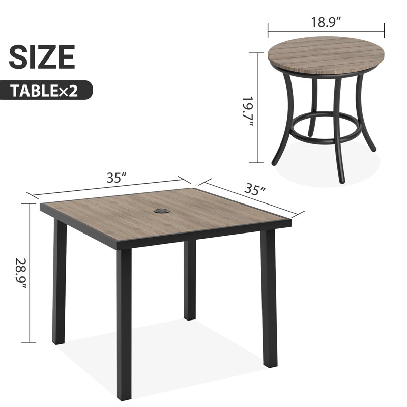 Loddon Aluminum Outdoor Patio Dining Table, Brown