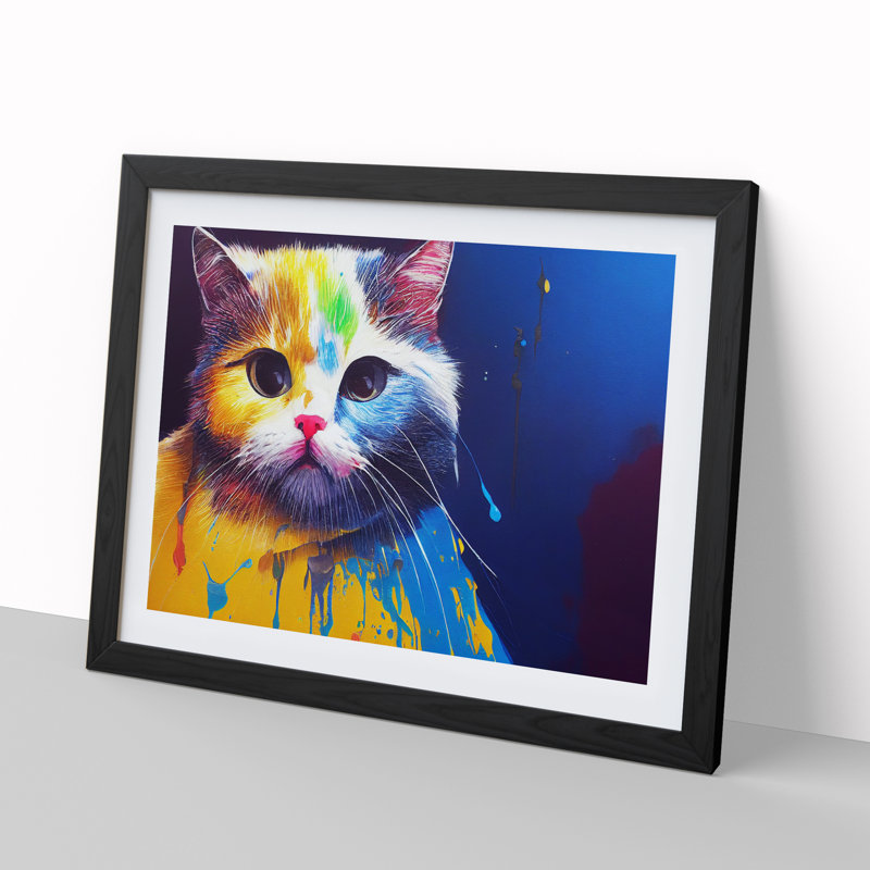 Cat Painted Vol.1 - Framed Print, 46cm H x 64cm W x 2cm D, Black