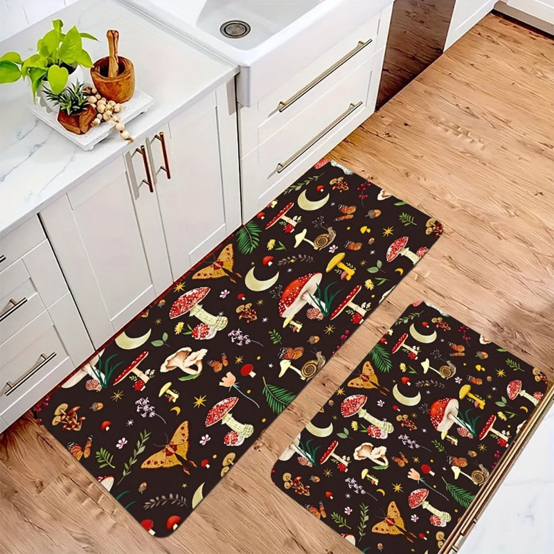 Forest Mushroom Elements, Kitchen Mats Set Of 2