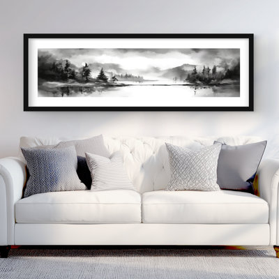Au bord du lac - Reproduction matte encadrée d'arbres gris pour la décoration intérieure