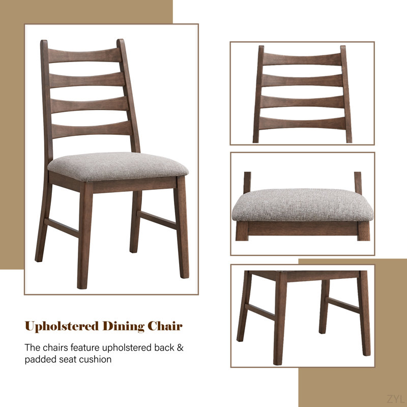 Ensemble de 2 chaises d'appoint en lin gris et noyer, Gris