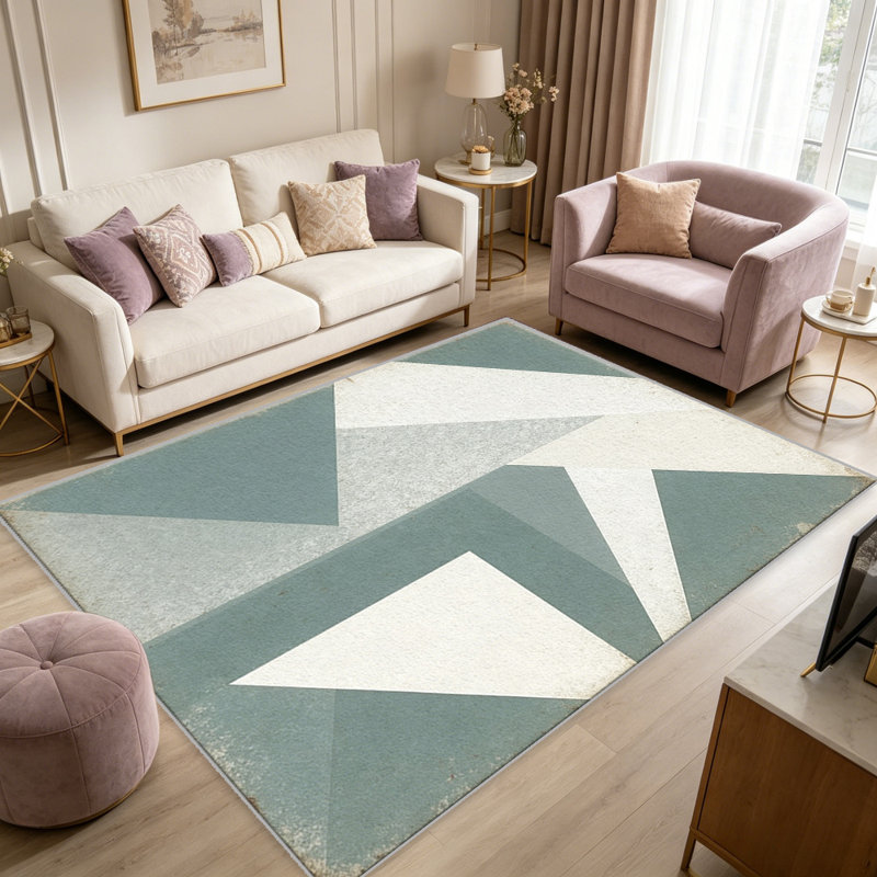 Sage Geometric carpet-easy to clean, machine-washable, soft and comfortable; suitable for door mats, kitchens, living rooms, bedrooms, corridors, and laundry areas. Easy to clean, durable carpet for home decoration.