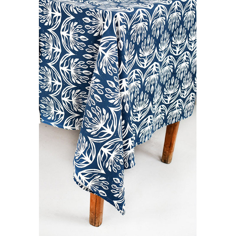 French Home Botanical 59" X 78" Tablecloth - Indigo, 78" L x 59" W, Indigo