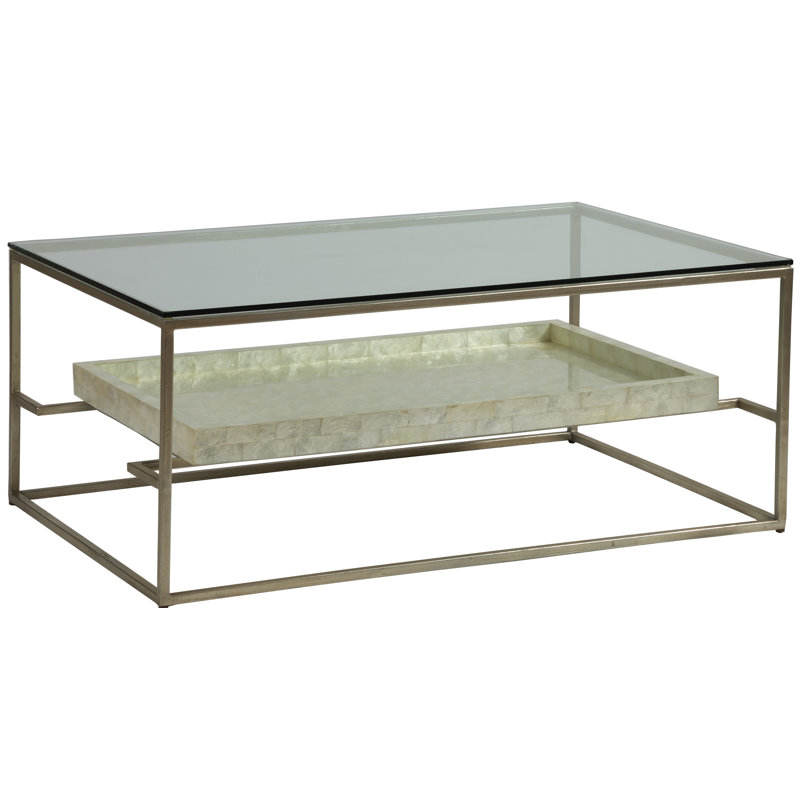 Signature Designs Frame Coffee Table with Storage, Champagne Foil, 19" H x 44" L x 30" W