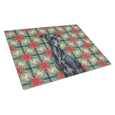 Planche à découper en verre noir italien lévrier italien poinsettias