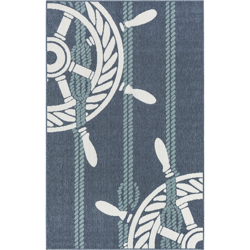 Tapis bleu foncé d'extérieur Ayton, Rectangle 7 pi 10 po x 10 pi