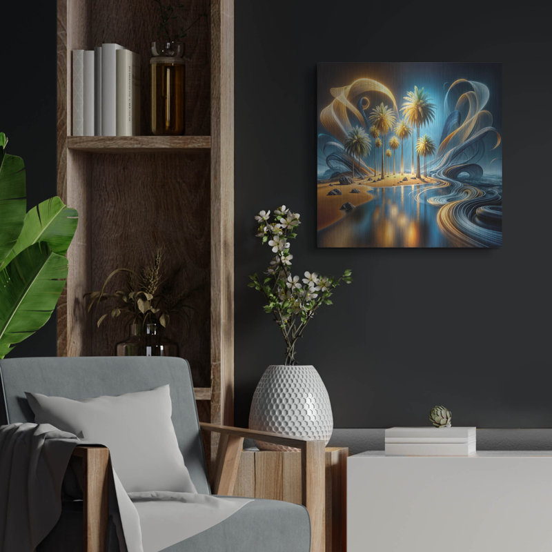  «Palm Beach Abstract 4» par Rey Klimt, art mural en métal, 24 po x 24 po, H 24 po x l 24 po