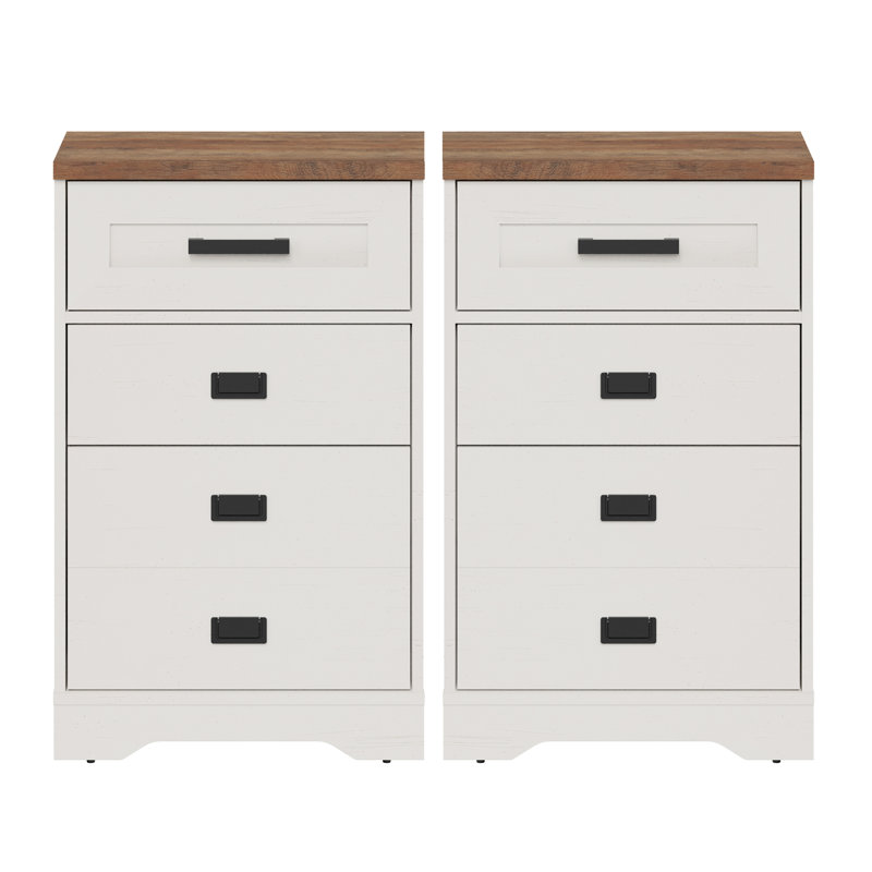 Ensemble de table de chevet 31,9 pouces Glenford, Blanc