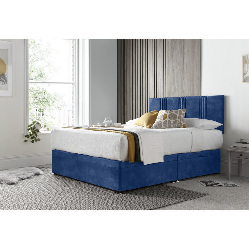 New Empire Conistan Divan Ottoman with Headboard on Struts, Super King (6'), Blue