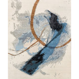 Hand Knotted Abstract Area Rug in Ivory/Blue/Gray/Brown