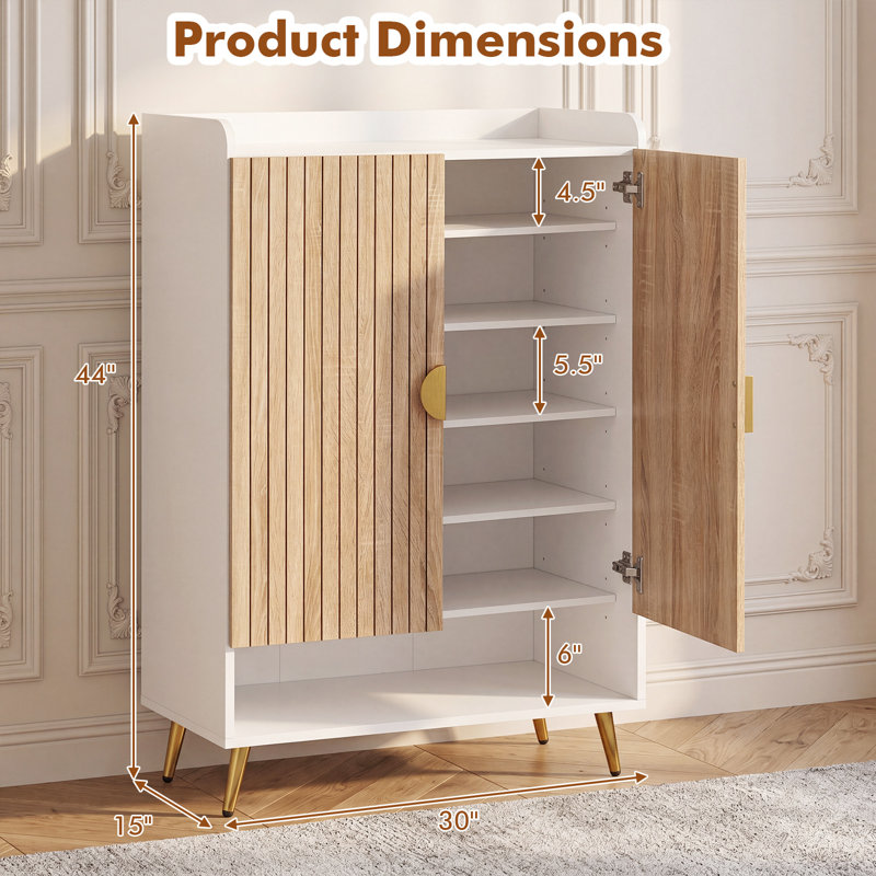 20 Pair Shoe Storage Cabinet, Naturel Blanc
