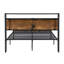 Structure de lit plateforme en métal avec tête et pied de lit en bois, chargeur USB, aucun sommier nécessaire, grand rangement sous le lit, assemblage facile-1154312120