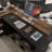 Modern Reception Counter Desk With Tempered Glass Display, Led Light, Spacious Storage, And Metal Slide Rails Modern Entryway Cabinet With Spacious Drawers - Sleek White Design