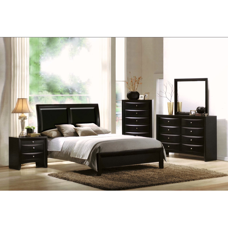 Black 2-Drawer Nightstand With Tray